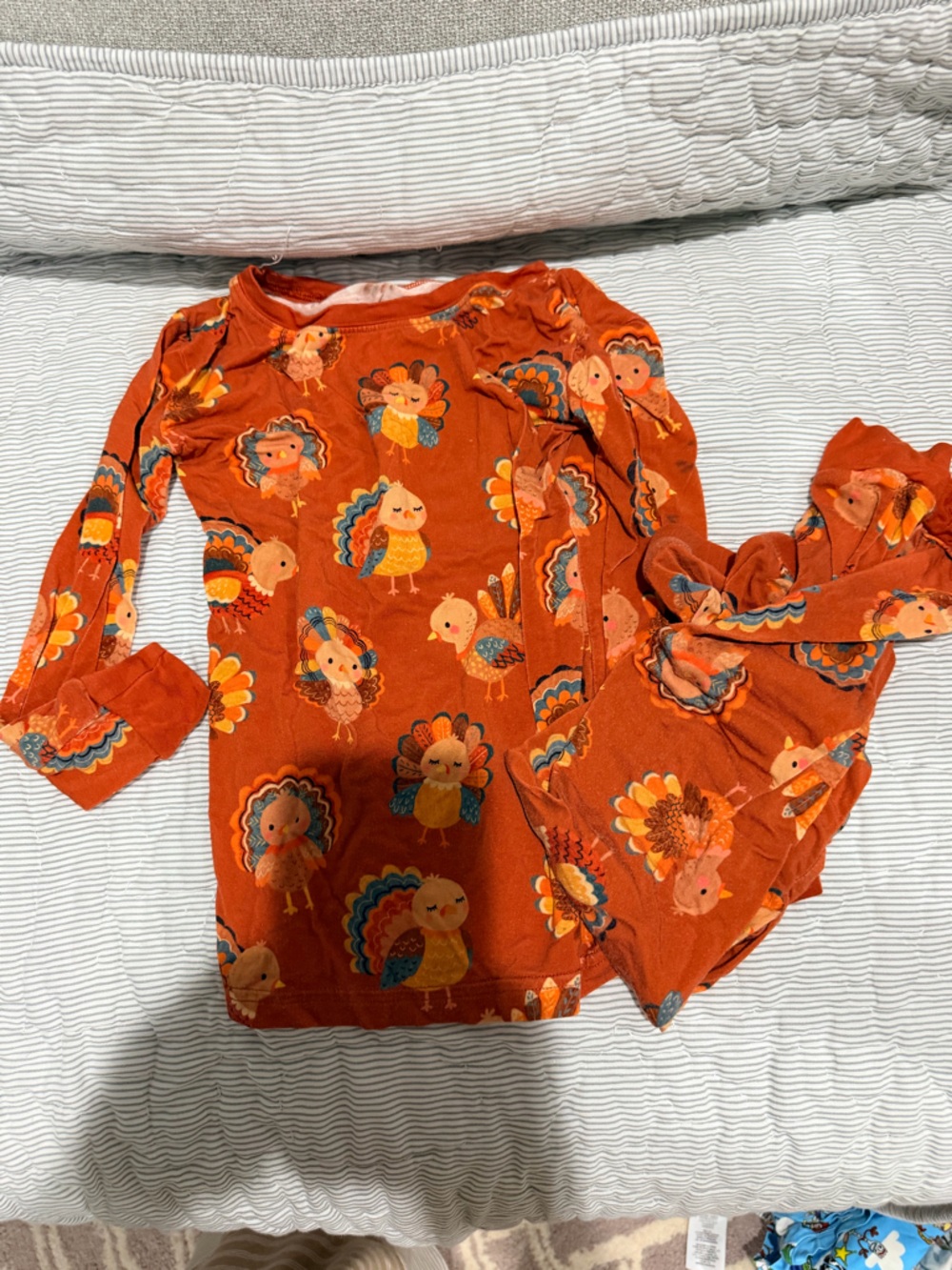 Little Sleepies orange turkey print wrap top
